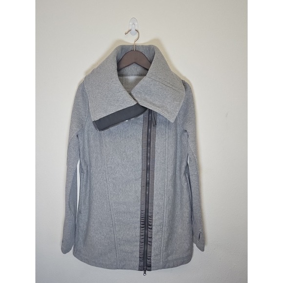 Lululemon Jacket Womens 8 Virasana Wrap Blanket Moto Asymmetric Coat Shawl Gray - Picture 1 of 16